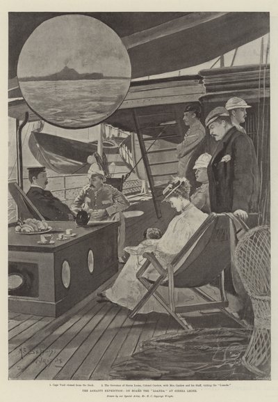 アシャンティ遠征、シエラレオネのロアンダ船上 作： Henry Charles Seppings Wright